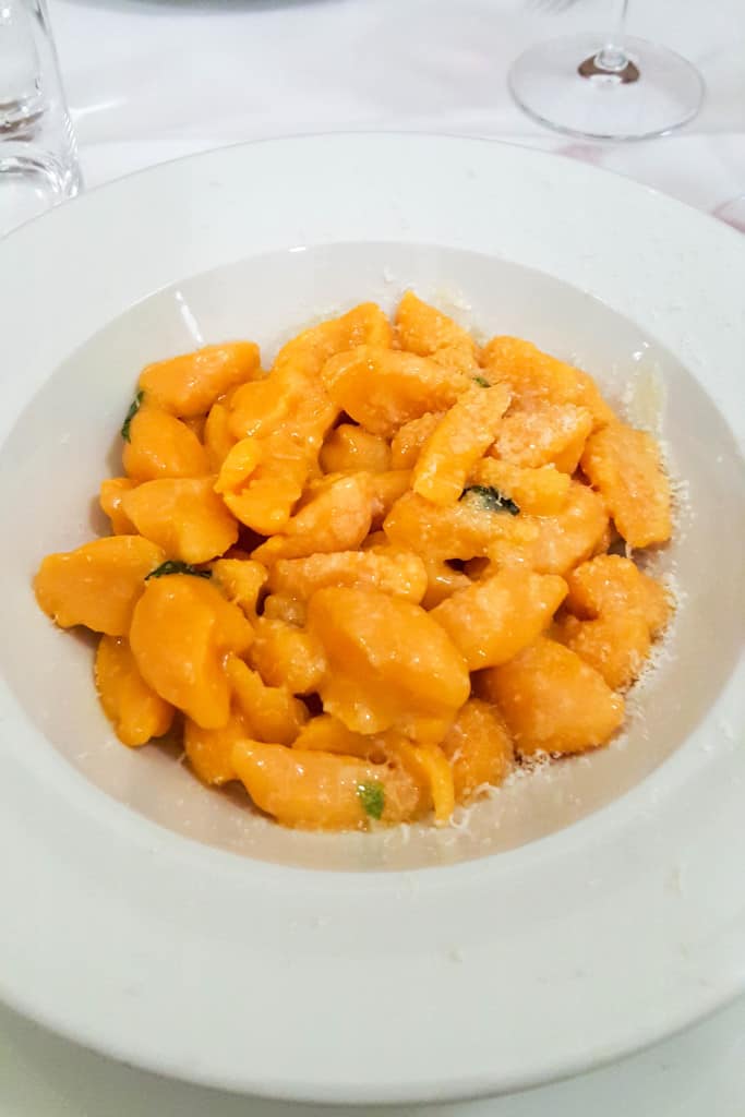 pumpkin gnocchi in Bologna, Italy