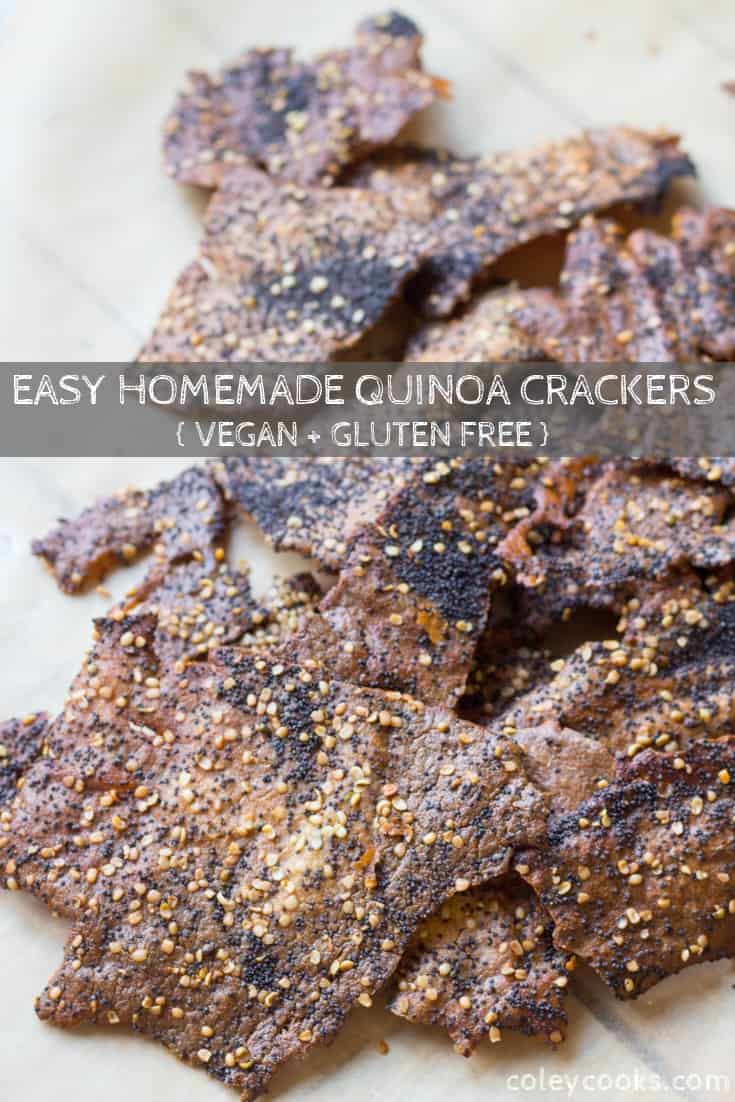 This super easy recipe for quinoa crackers is gluten free, high in protein and fiber! They're crispy, crunchy, crazy healthy and super satisfying. #easy #glutenfree #quinoa #cracker #everything #bagel #seasoning #recipe #vegan #dairyfree | ColeyCooks.com