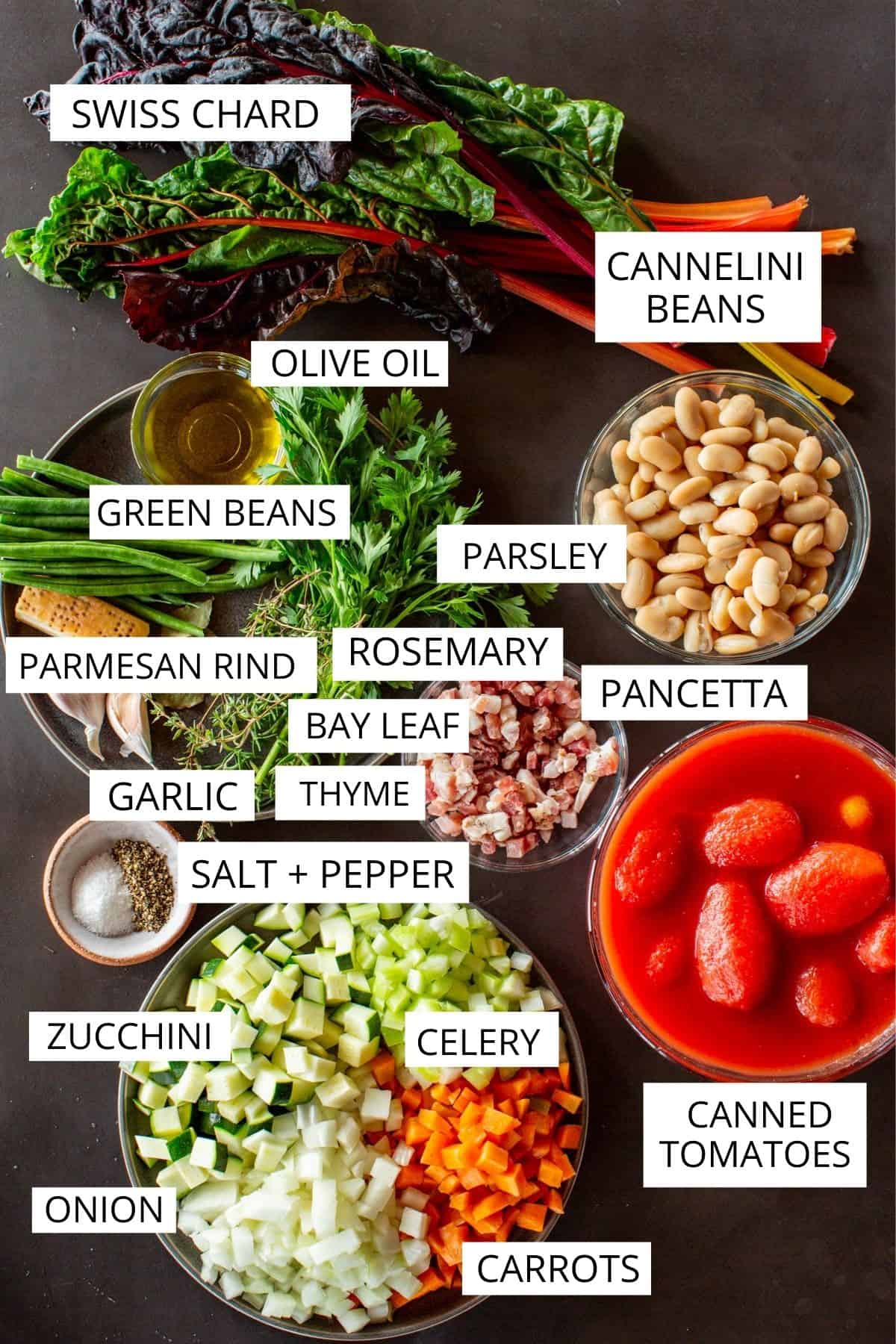 ingredients for minestrone with Parsley Pistou