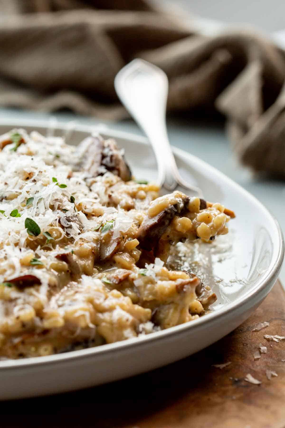 Close up of the perfect creamy risotto texture.