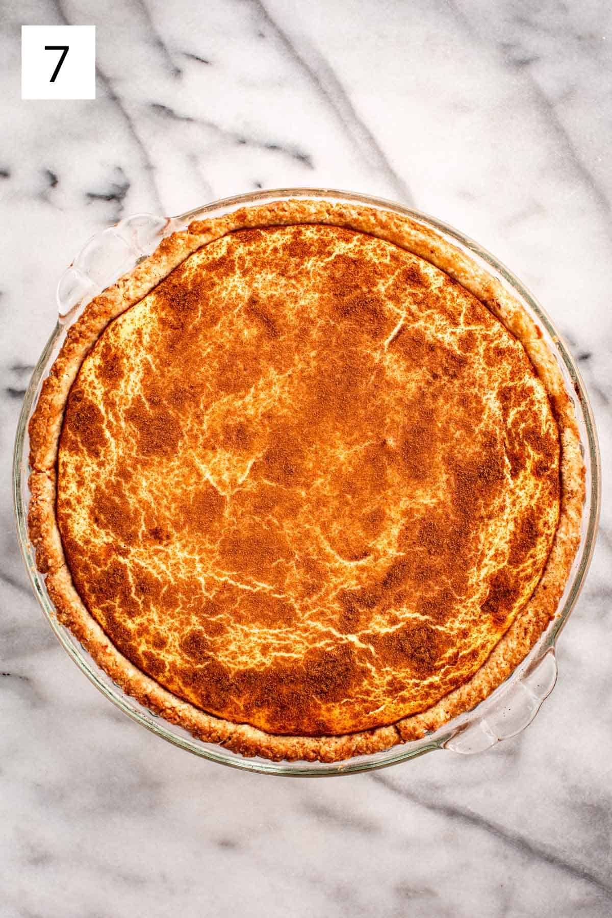Freshly baked homemade Italian ricotta pie.