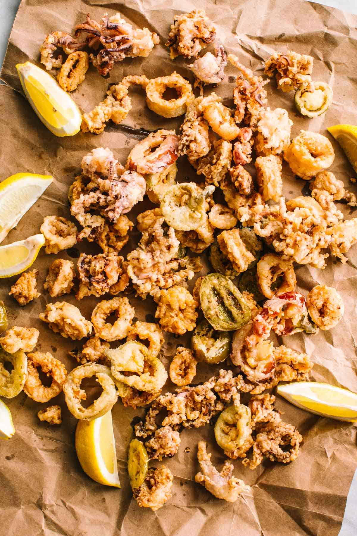 Fresh calamari battered and fried.