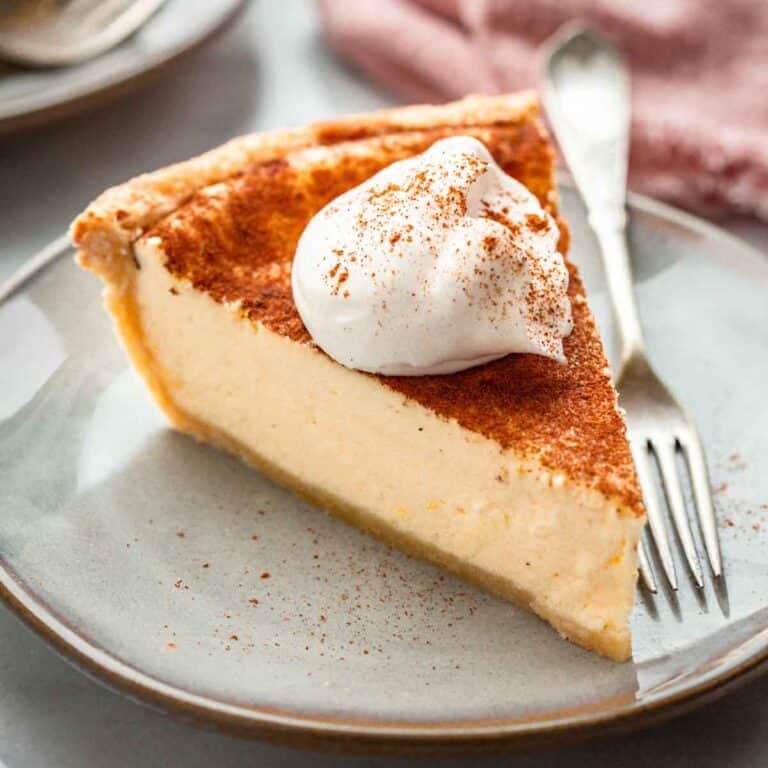 Cheese based Italian dessert on a small dish.