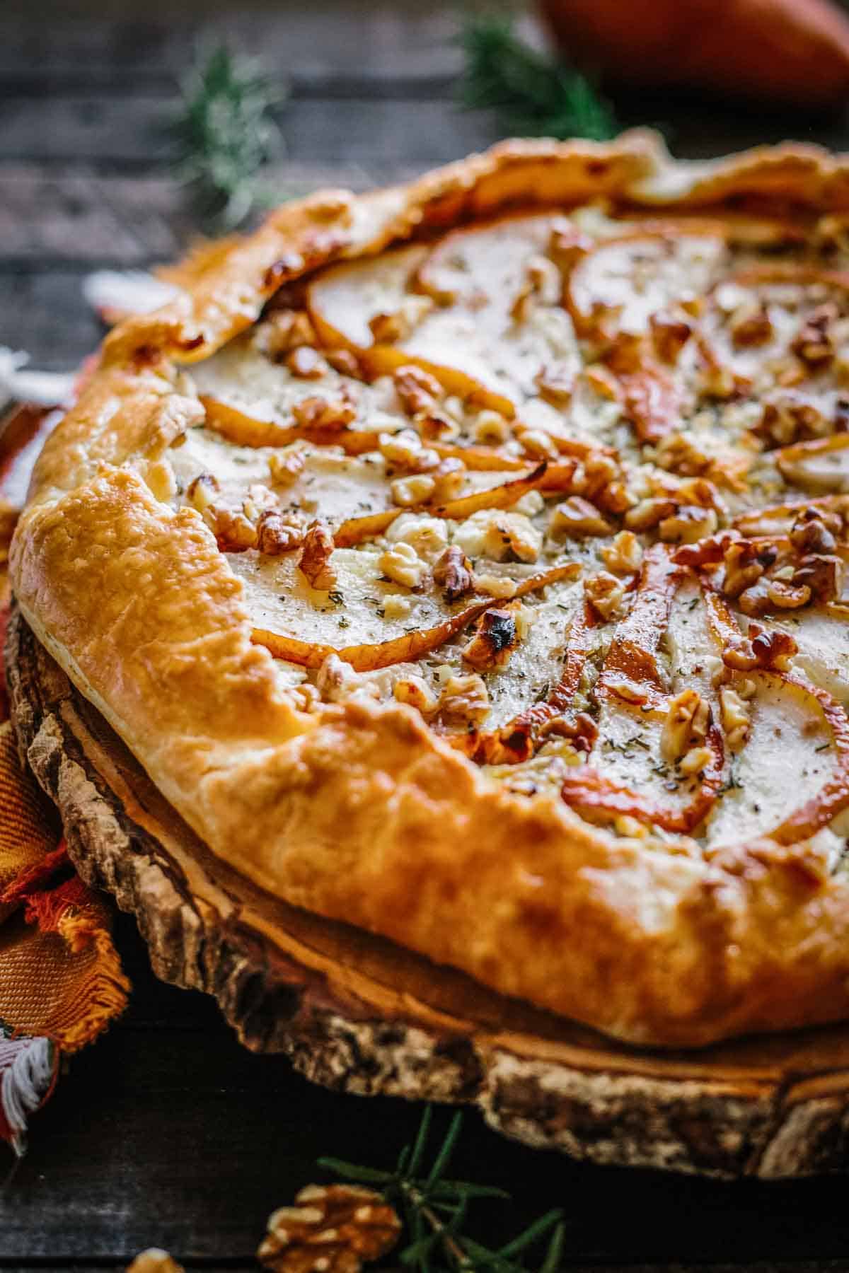 A pear galette up close.