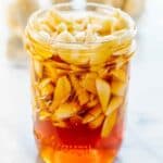 A jar of fermented garlic honey.