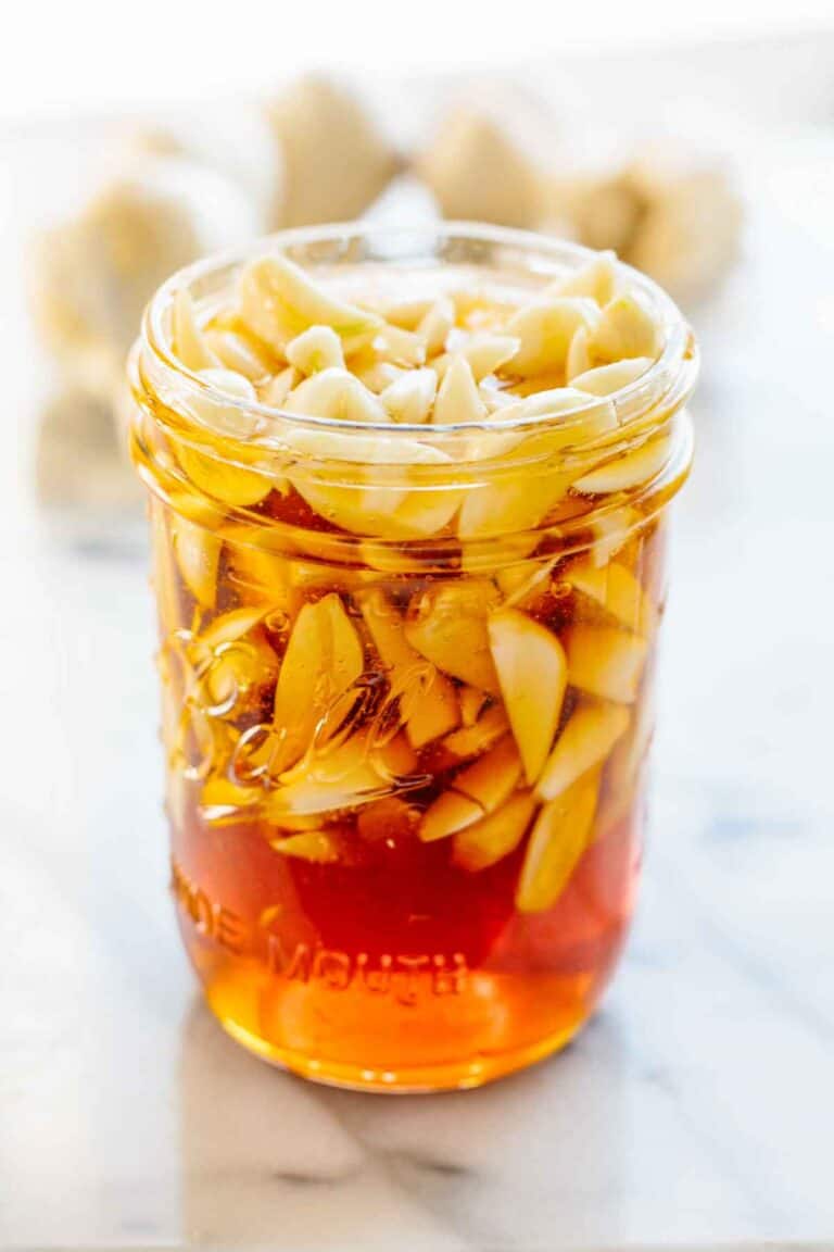 A jar of fermented garlic honey.