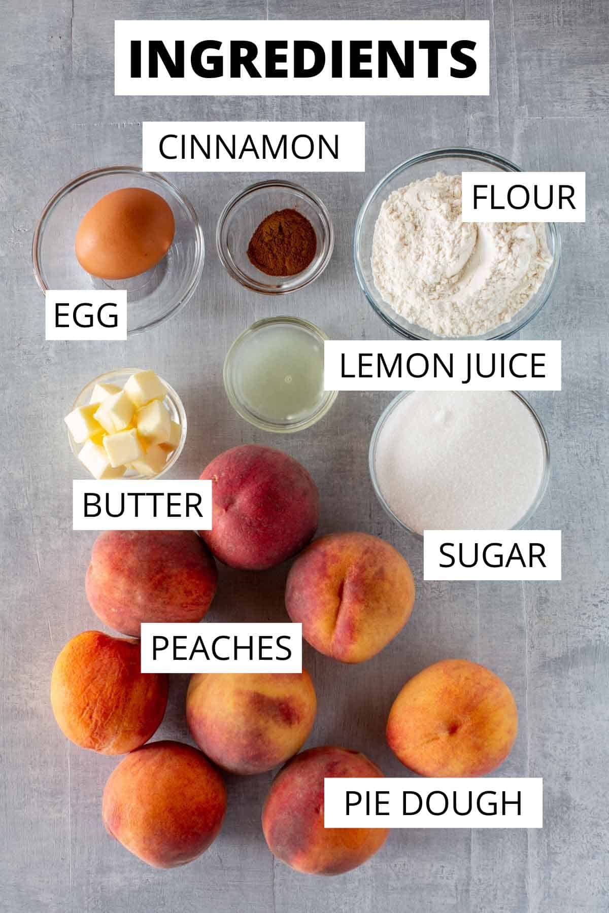 Ingredients for peach pie.