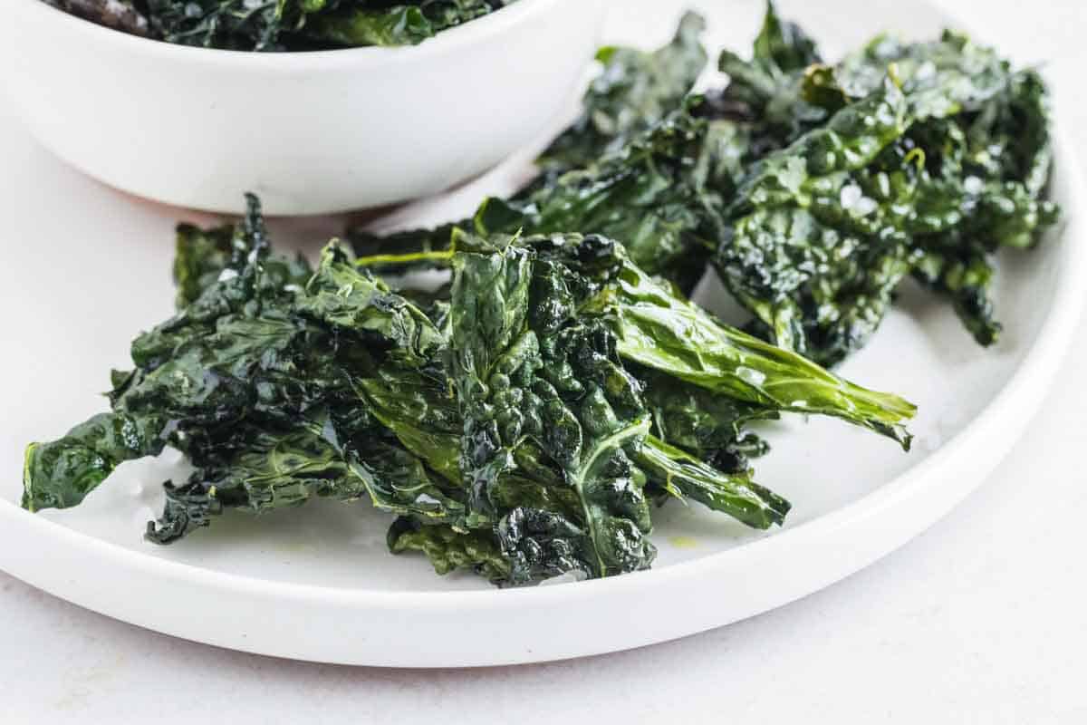 A plate of kale chips.